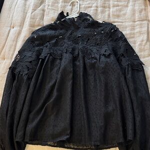 Chic Black Lace Women's Blouse